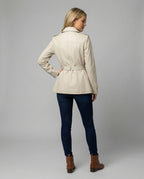 Damen übergangsjacke damen taillierter kurzer Trenchcoat mit Gürtel und doppelreihiger Knopfleiste R&B