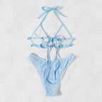 Damen Triangel-Bikini mit strukturiertem Gewe und hohem Beinausschnitt