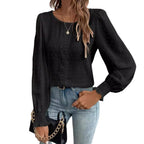 Damen luftige Bluse mit feinem Stickmuster R&B