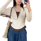 Damen Langarmshirt mit modernem Knopfleistentwurf und lässigem Schnitt
