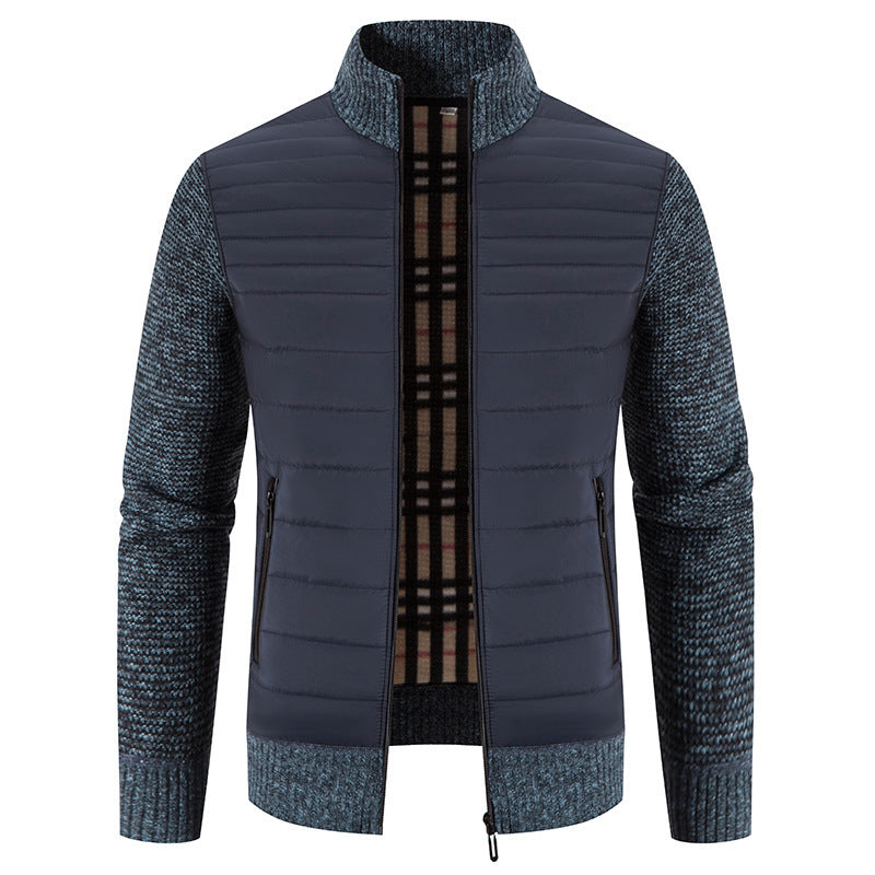 Herren Steppjacke mit modernem Strickärmeln und hohem Kragen R&B