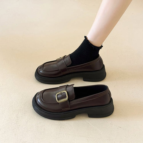 Damen modische Loafer mit dekorativem Schnallenakzent R&B