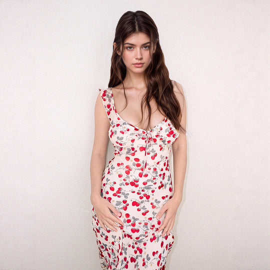 Damen Strandkleid mit verstellbarem Halterneck und floralem Muster R&B