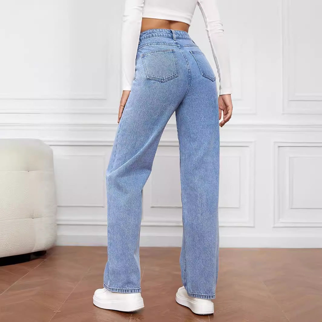 Damen Hoch geschnittene weite Jeans im Vintage-Stil R&B