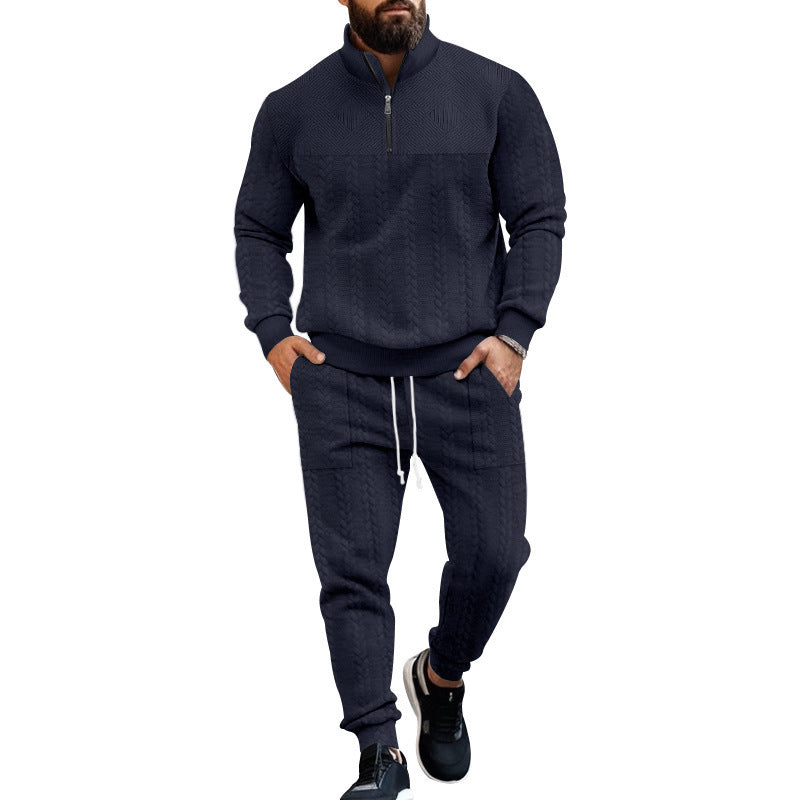 Herren Sportlicher Strickanzug mit Stehkragen und Reißverschluss R&B
