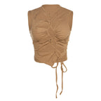 Damen Crop-Top mit raffinierten Raffungselementen und verstellbaren BindR&Bändern R&B