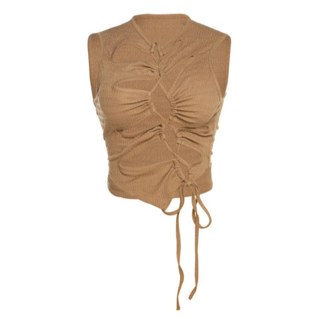 Damen Crop-Top mit raffinierten Raffungselementen und verstellbaren BindR&Bändern R&B