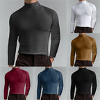 Herren Elegantes Langarm-T-Shirt mit hohem Kragen R&B