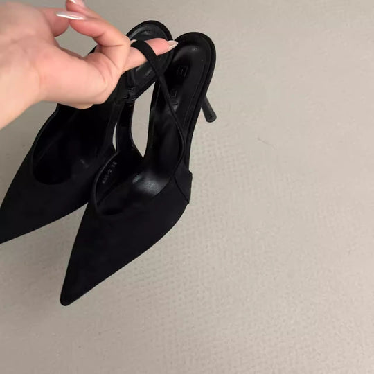 Damen Slingback-Pumps aus Wildleder mit eleganter Spitzform R&B