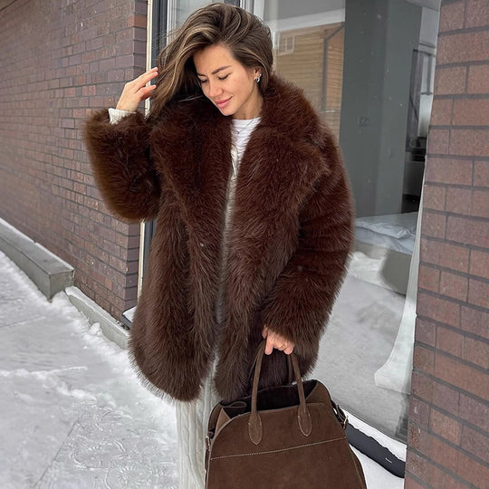 Damen luxuriöse Kunstfelljacke R&B