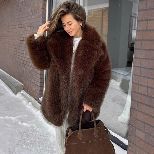 Damen luxuriöse Kunstfelljacke R&B