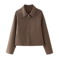 Damen lässige oversized Jacke mit Reißverschluss und schmalem Kragen