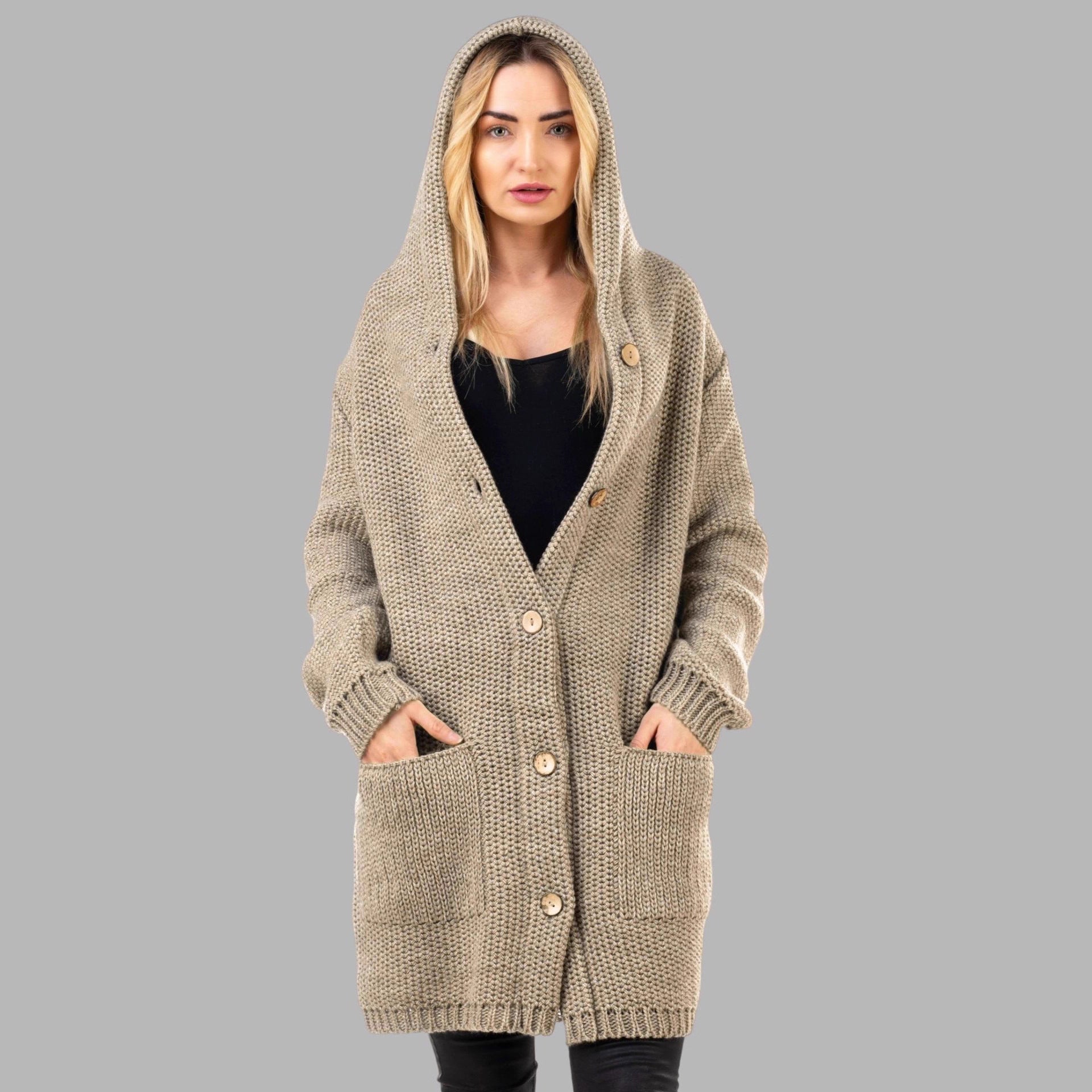 Damen Strickmantel mit hochwertigem Material und praktischen Taschen R&B