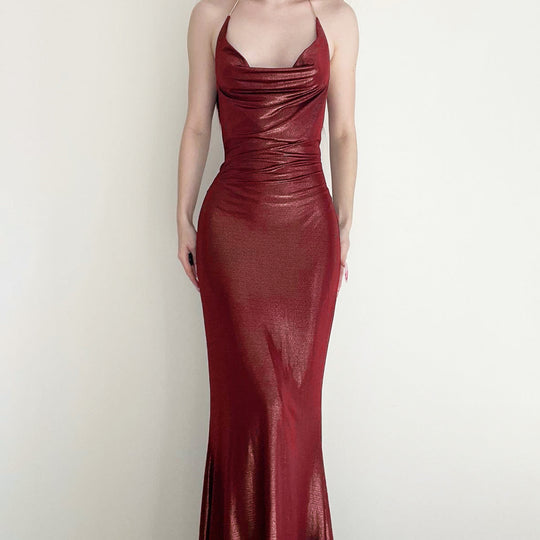 Damen Abendkleid mit schimmerndem Satin und elegantem Schlitz R&B