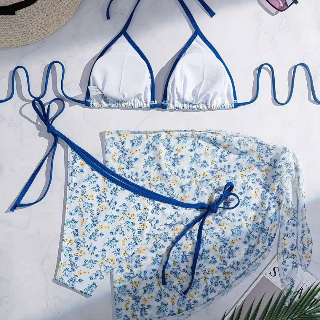 Damen Triangel-Bikini mit femininer Wickelrock-Design R&B