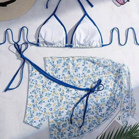 Damen Triangel-Bikini mit femininer Wickelrock-Design R&B