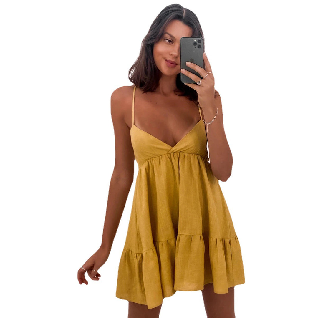 Damen Luftiges Sommerkleid mit Volant und Trägern R&B