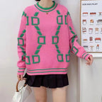 Damen Modischer Pullover mit geometrischem Muster R&B