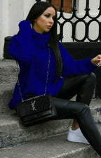 Damen Oversized-Strickpullover mit hohem Kragen und lässigem Schnitt R&B