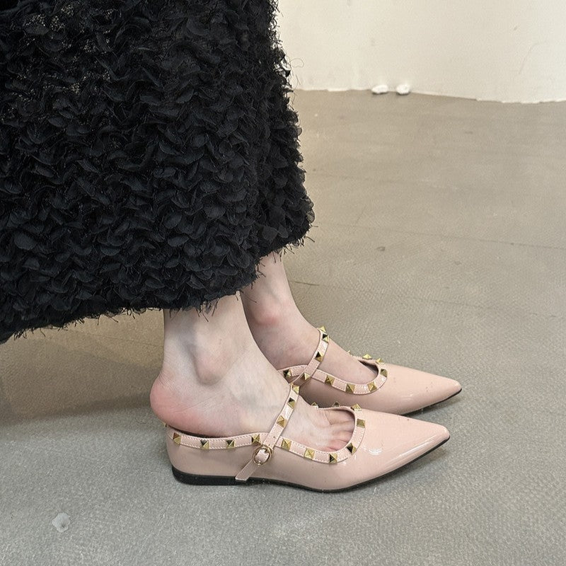 Damen elegante Slingback-Ballerinas mit dekorativen Nieten und komfortablem Fußbett R&B