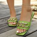 Damen Offene Mules mit dekorativem Ketten-Design R&B