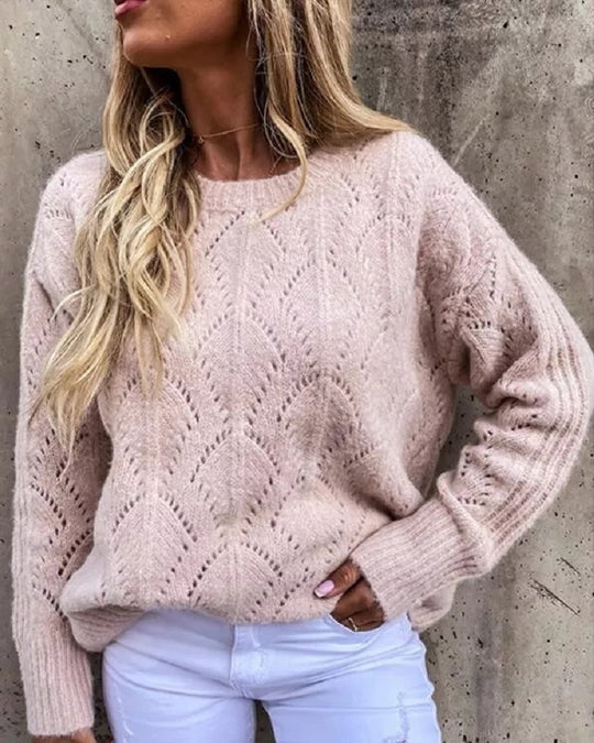 Damen Strickpullover mit feinem Lochmuster R&B