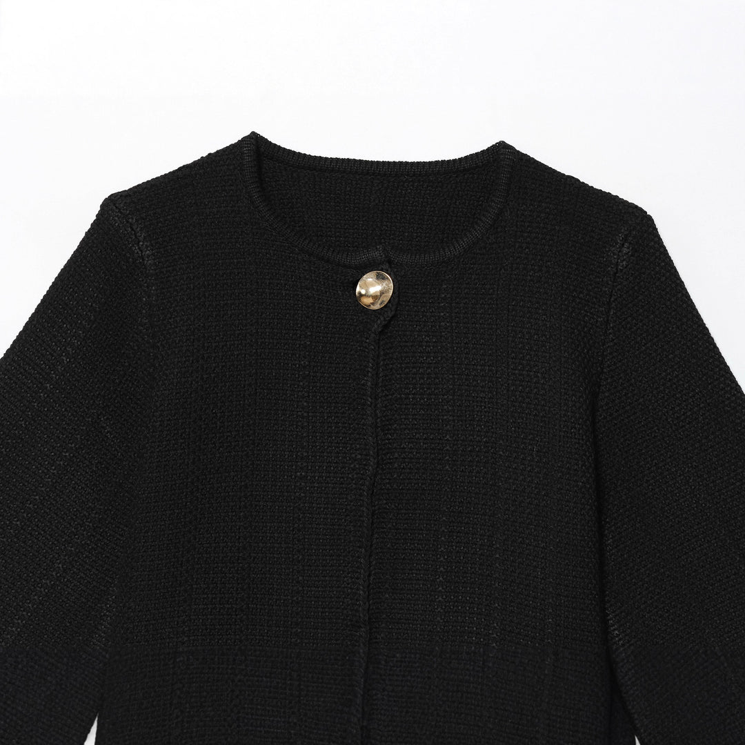 Damen elegante Strickjacke mit dekorativem Knopf R&B