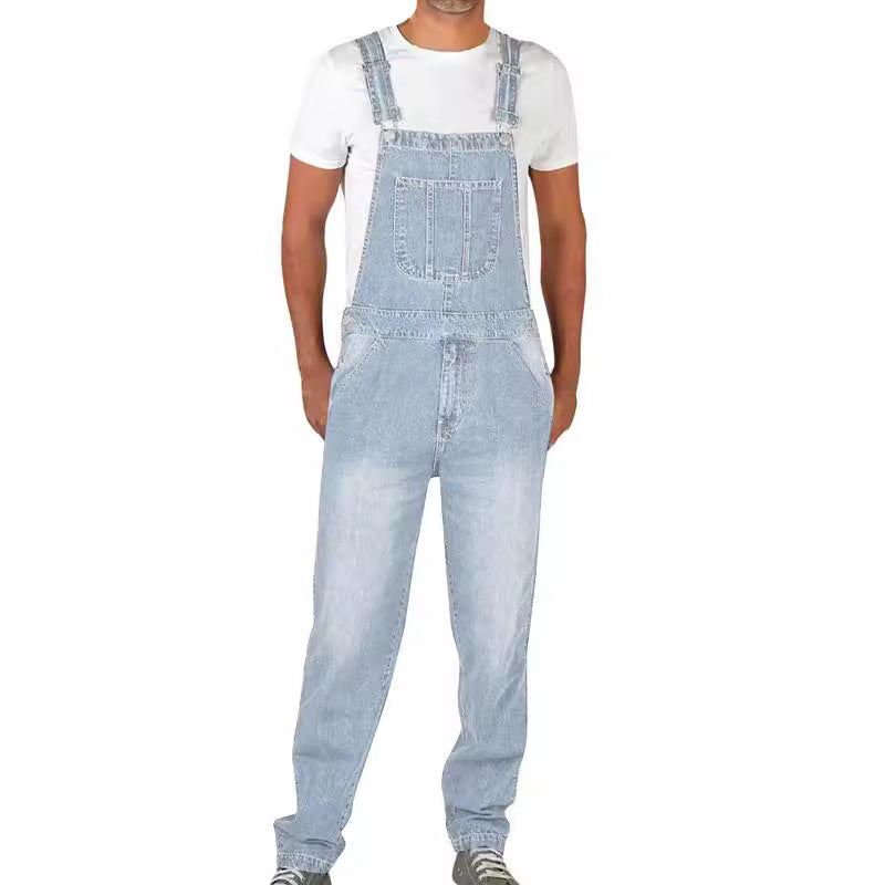 Herren Jeanslatzhose im urbanen Vintage-Stil mit praktischen Taschen R&B