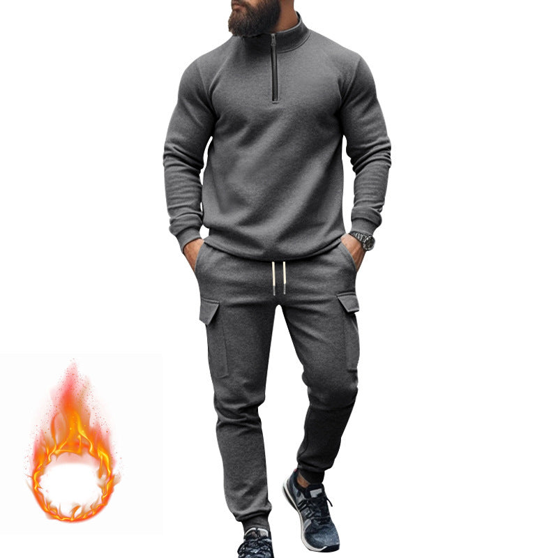 Herren sportlicher Sweatanzug mit höherem Kragen und praktischen Taschen R&B