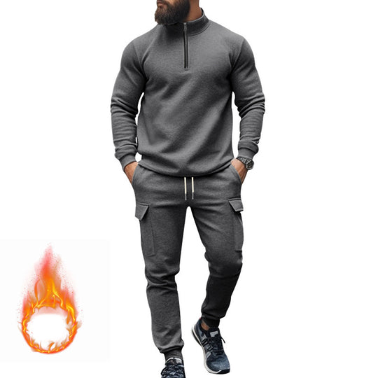 Herren sportlicher Sweatanzug mit höherem Kragen und praktischen Taschen R&B