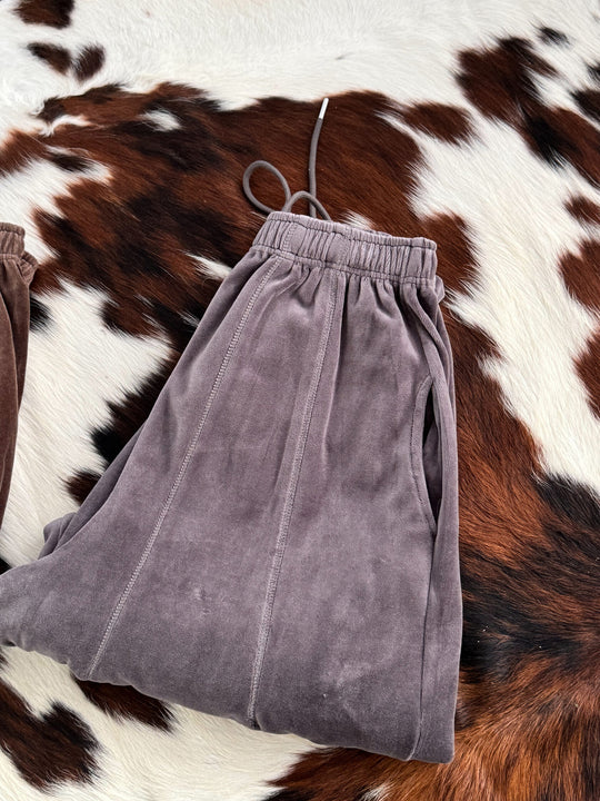 Damen weite Velours-Hose mit elastischem Bund und praktischen Seitentaschen R&B