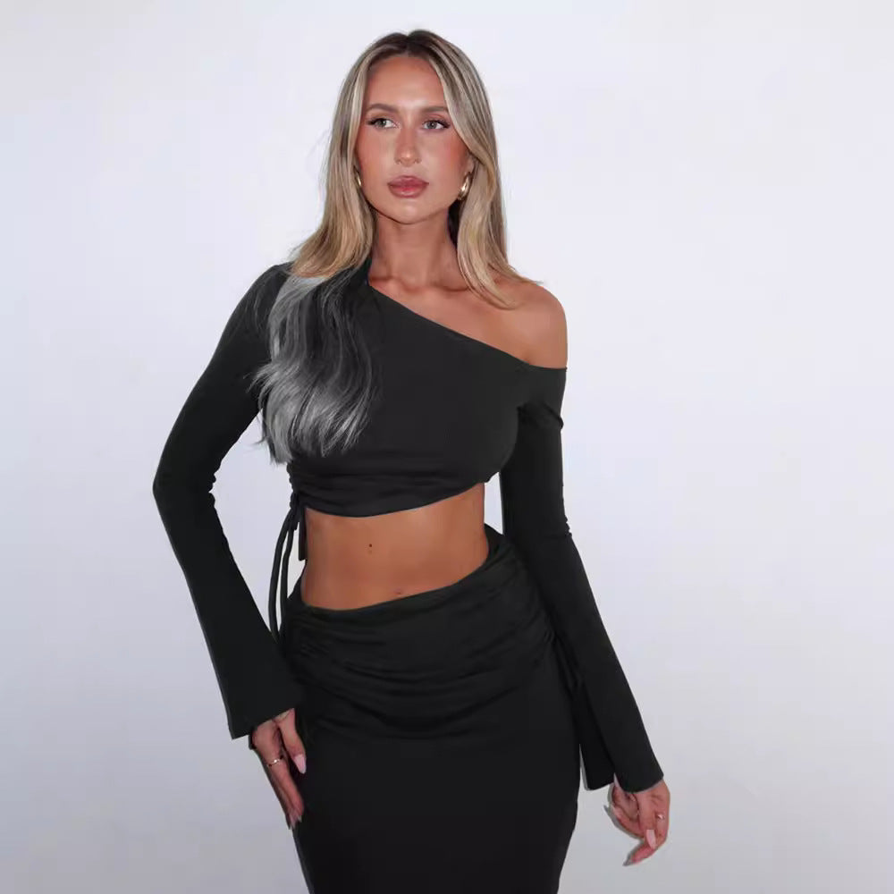 Damen Maxi-Kleid mit asymmetrischem Schnitt und eleganter Raffung R&B