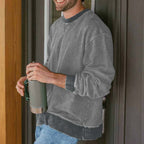 Herren lässiger Rundhals-Sweatshirt mit Vintage-Waschung und bequemen Bund