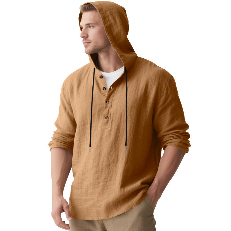 Herren Kapuzenshirt mit Knopfleiste und lässigem Schnitt R&B