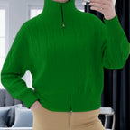 Damen Strickpullover mit hohem Kragen und Zipper R&B