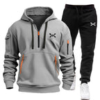 R&B Herren Hoodie-Trainingsanzug mit Reißverschlusstaschen