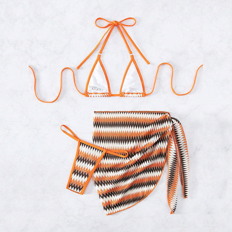 Damen Triangel-Bikini mit kreativem Zickzack-Design