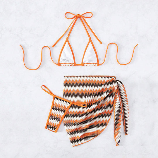 Damen Triangel-Bikini mit kreativem Zickzack-Design R&B