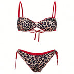 Damen Push-Up Bikini mit elegantem Animal-Print und verstellbaren Trägern R&B