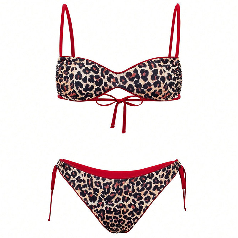 Damen Push-Up Bikini mit elegantem Animal-Print und verstellbaren Trägern R&B