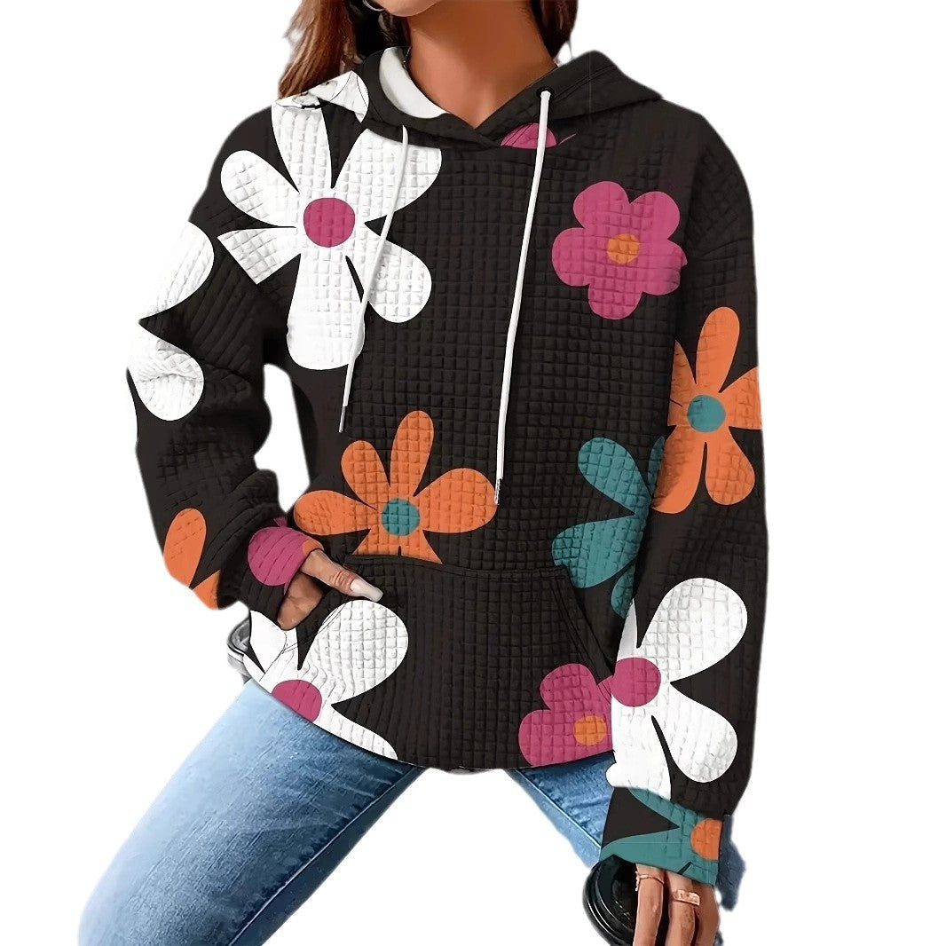 Damen Kapuzenpullover mit floralem Design und strukturiertem Stoff R&B