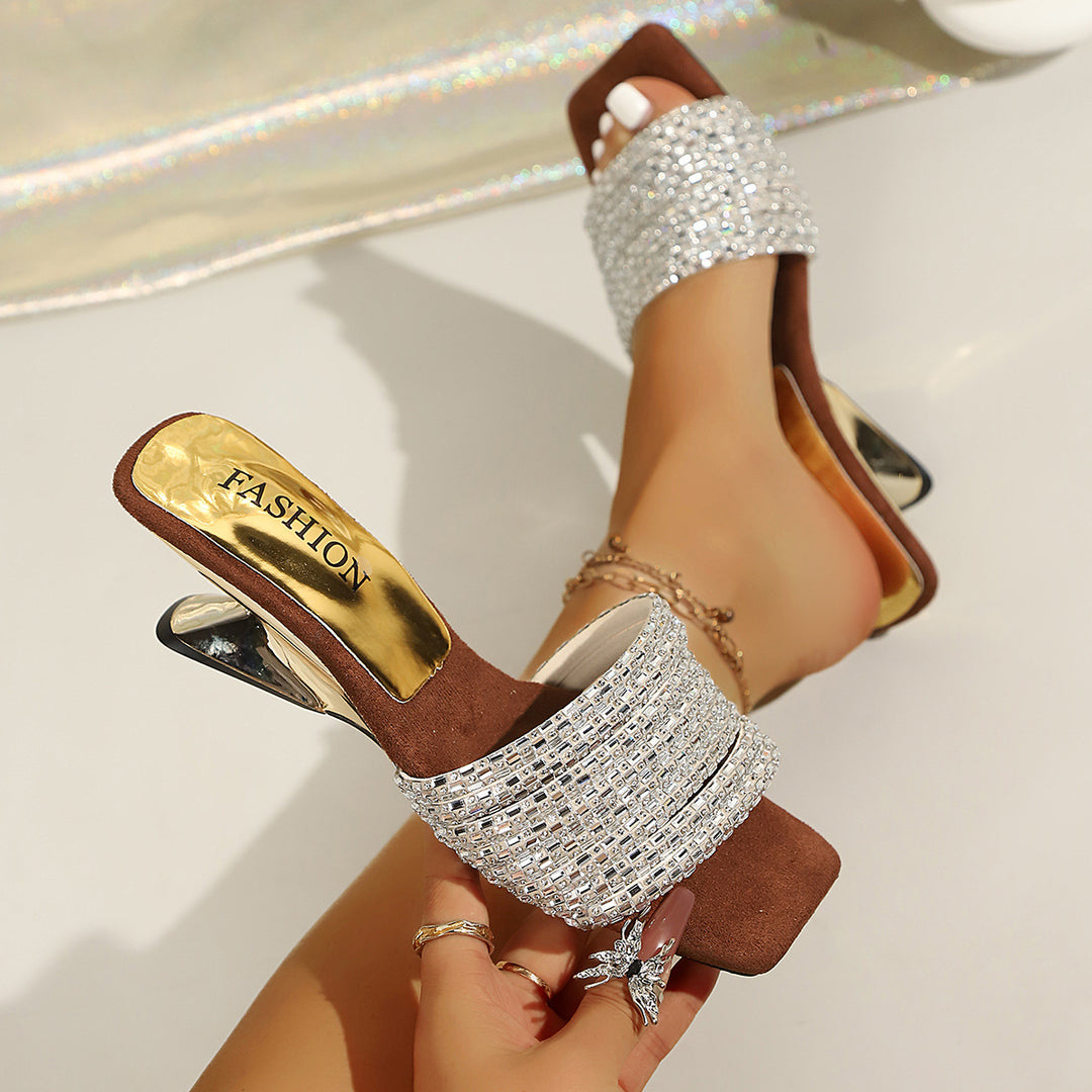 Damen Glamouröse Riemensandalen mit funkelnden Strassverzierungen R&B