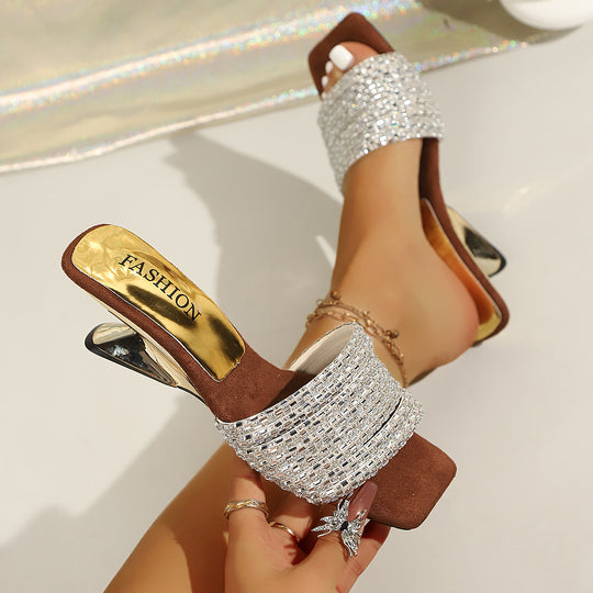 Damen Glamouröse Riemensandalen mit funkelnden Strassverzierungen R&B