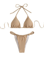 Damen Triangel-Bikini-Set mit hochgeschnittenem Höschen und verstellbaren Trägern R&B