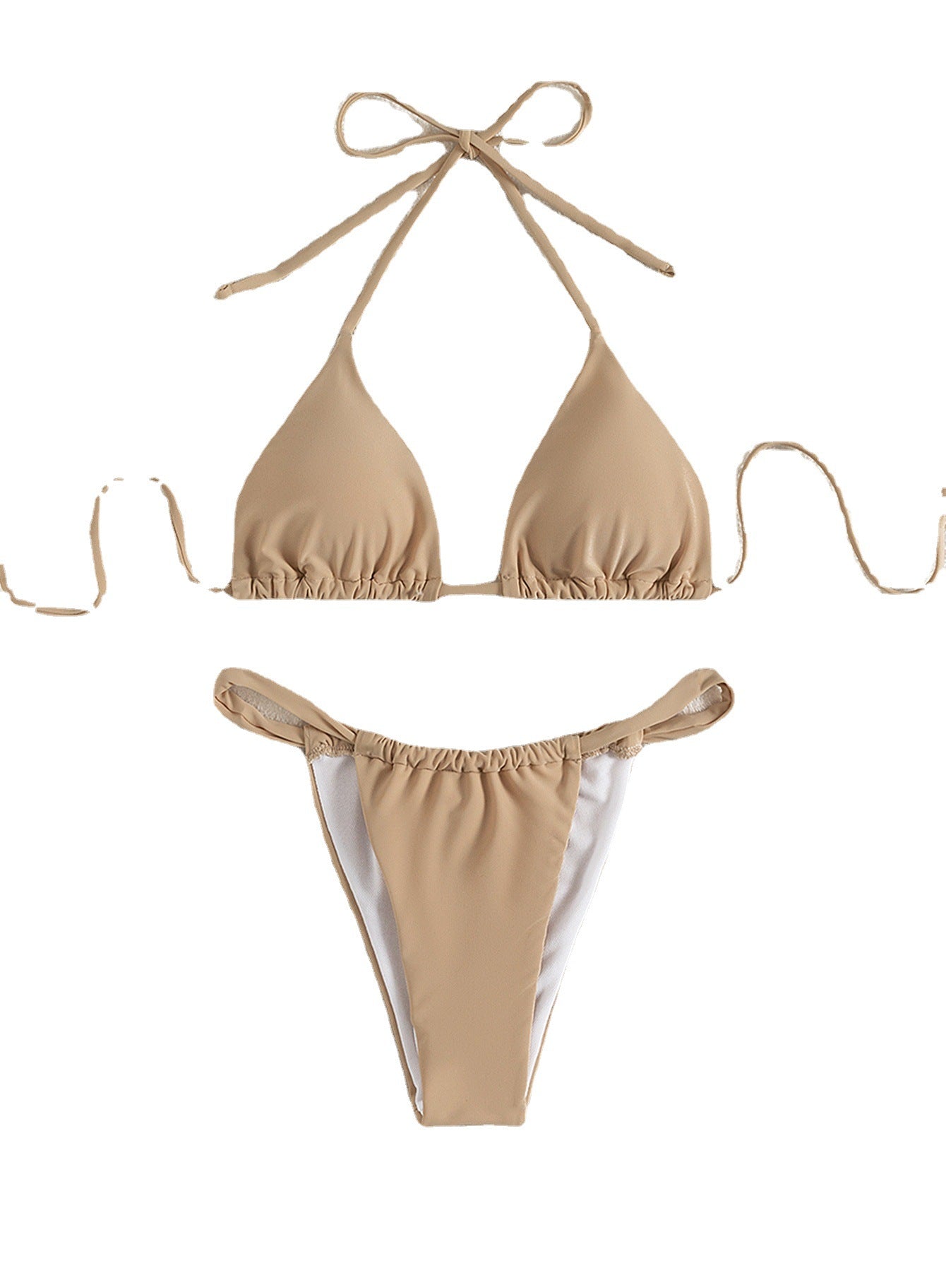 Damen Triangel-Bikini-Set mit hochgeschnittenem Höschen und verstellbaren Trägern R&B
