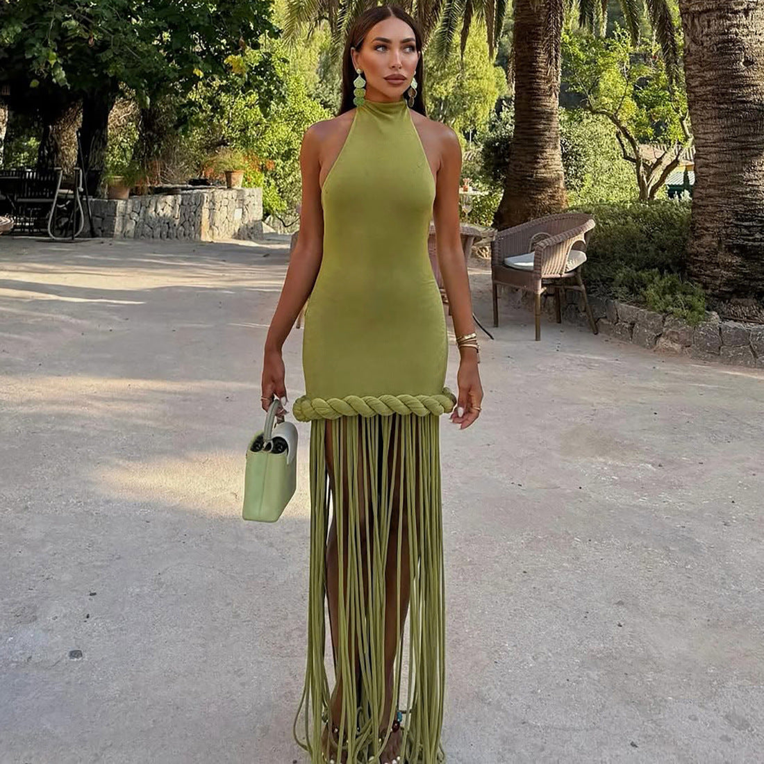 Damen Kurzes Kleid mit fransiger Detail R&B
