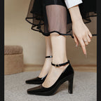 Damen Hochwertige Slingback-Pumps mit elegantem Blockabsatz und modischem Riemen