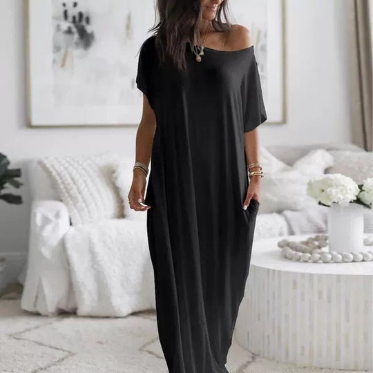 Damen lässiges Maxi-Überkleid mit weitem Schnitt und praktischen Taschen R&B