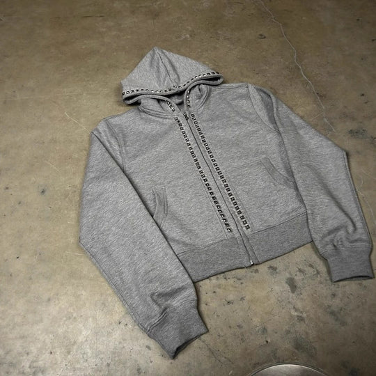 Damen Hoodie mit dekorativen Nieten und geradem Schnitt R&B