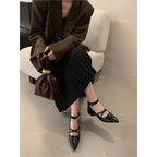 Damen elegante Slingback-Pumps mit geschmeidigem Lackfinish und verstellbarem Riemen R&B